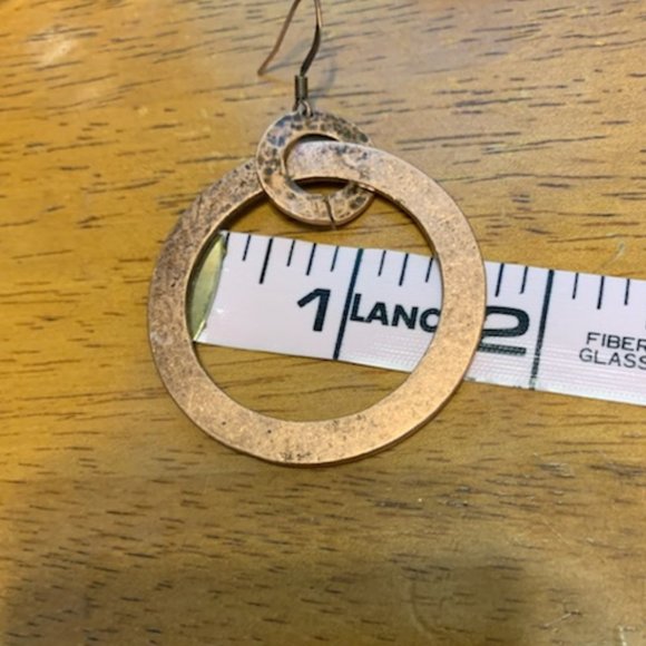 Copper tone Double Circle Dangle earrings - Picture 5 of 5